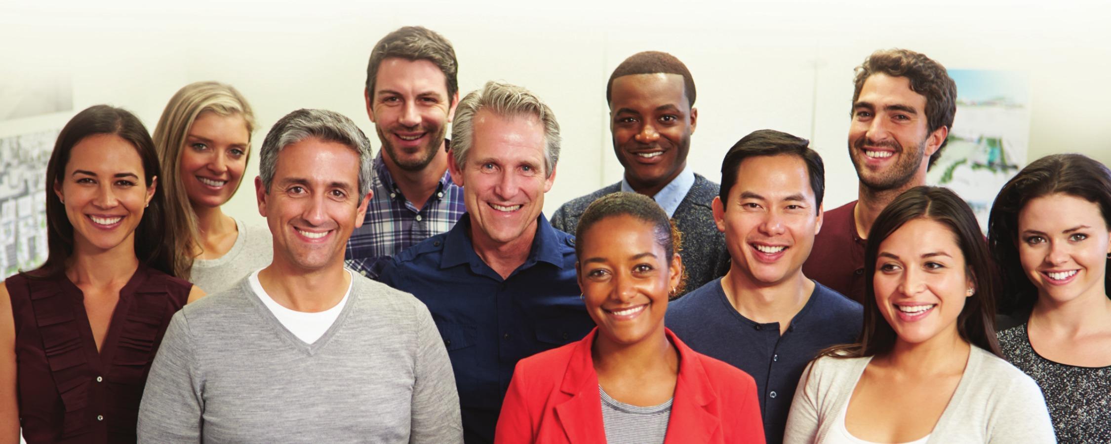 Group of Diverse Adults Smiling at Camera