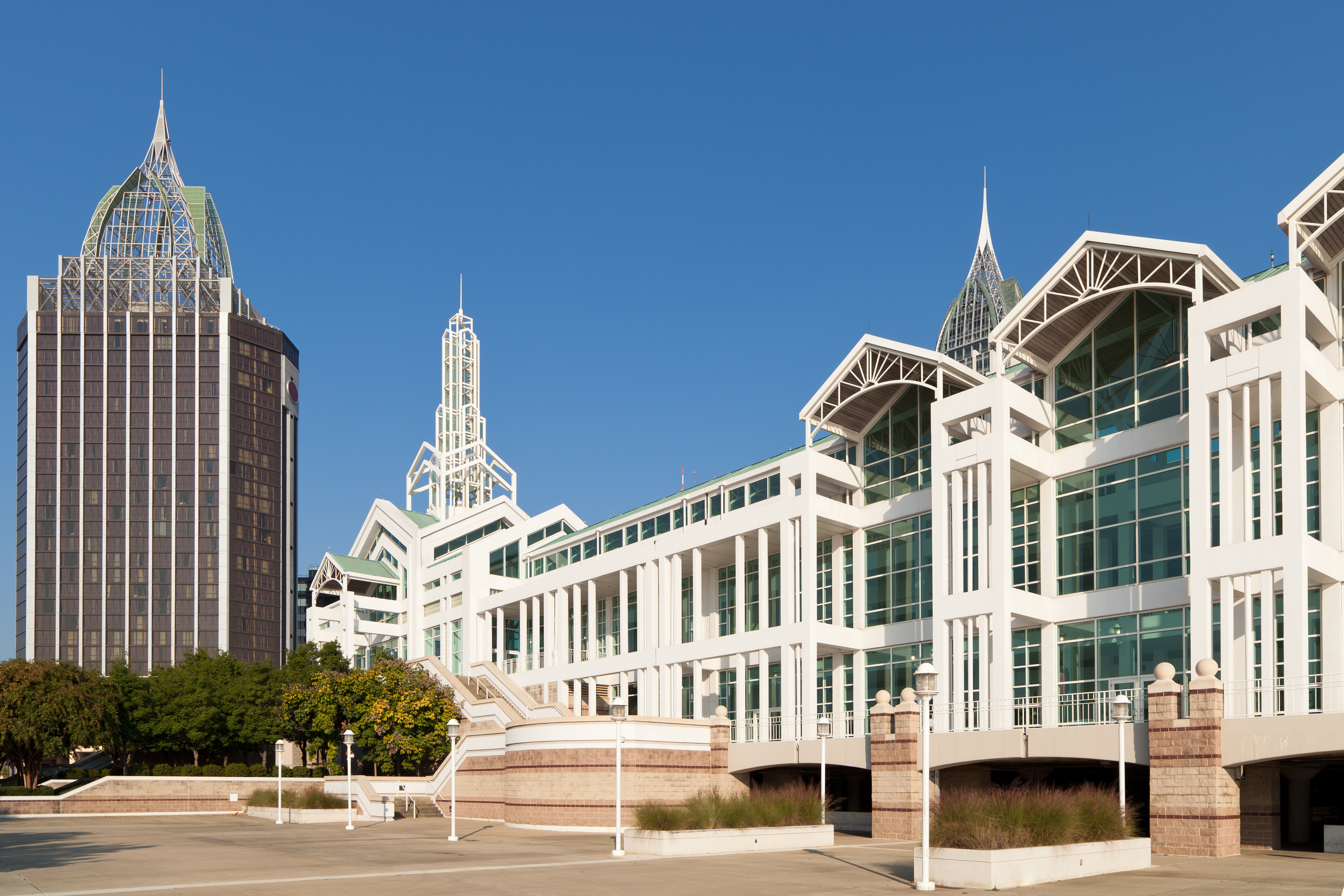 Mobile Alabama Convention Center and skyscrapers in the background