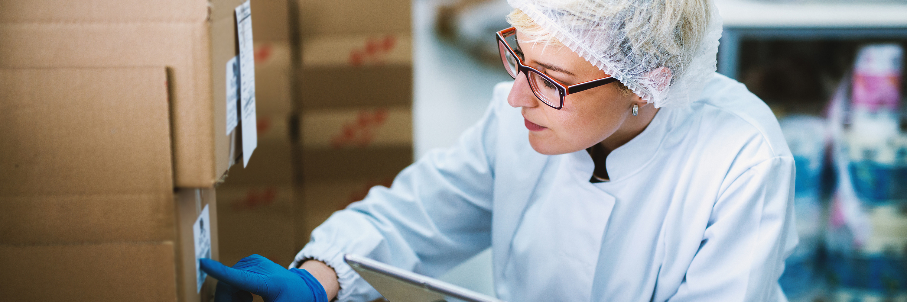 Lab technician reviewing labels