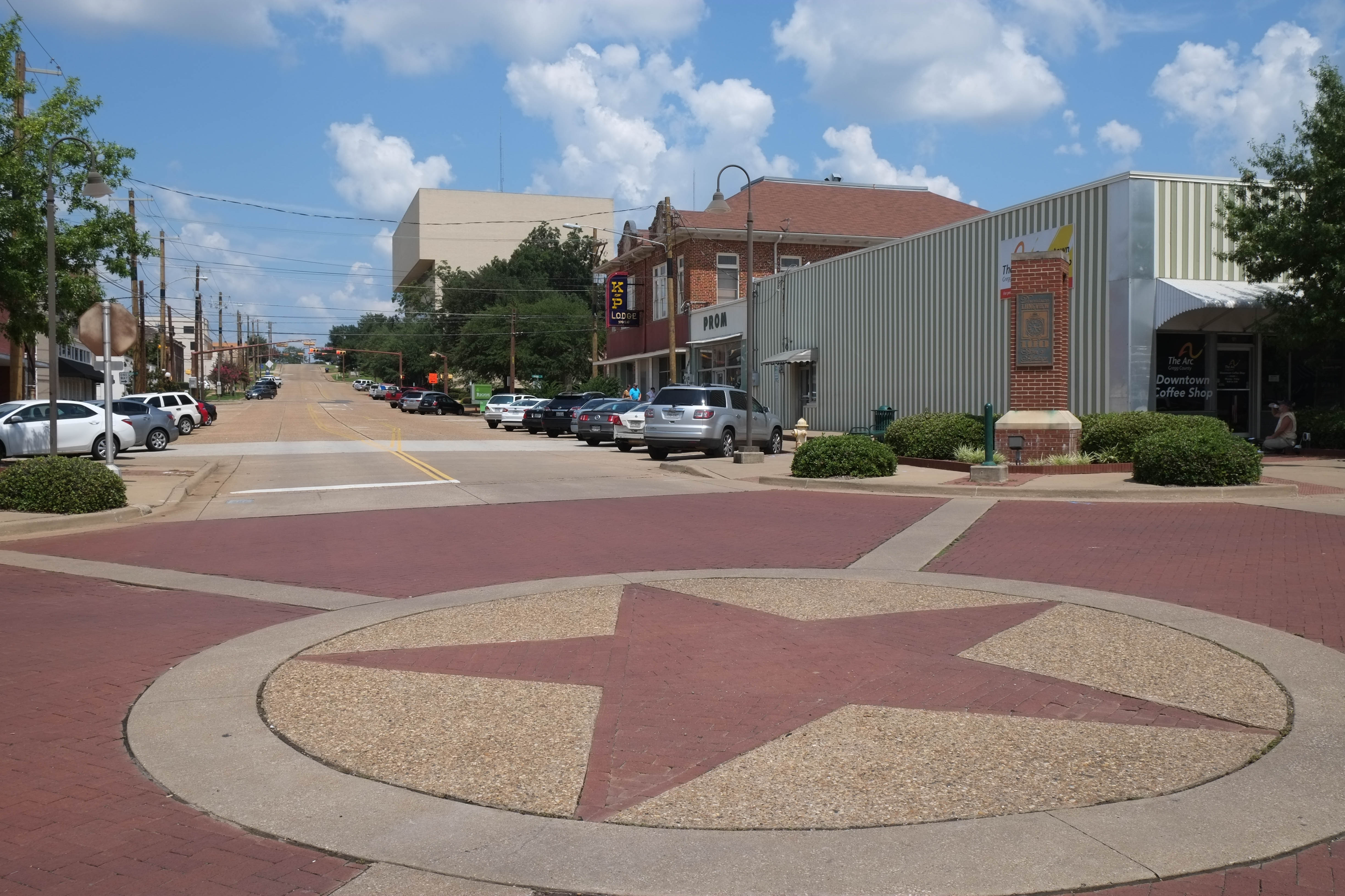 Texas Star set in pavement in the center of an intersection