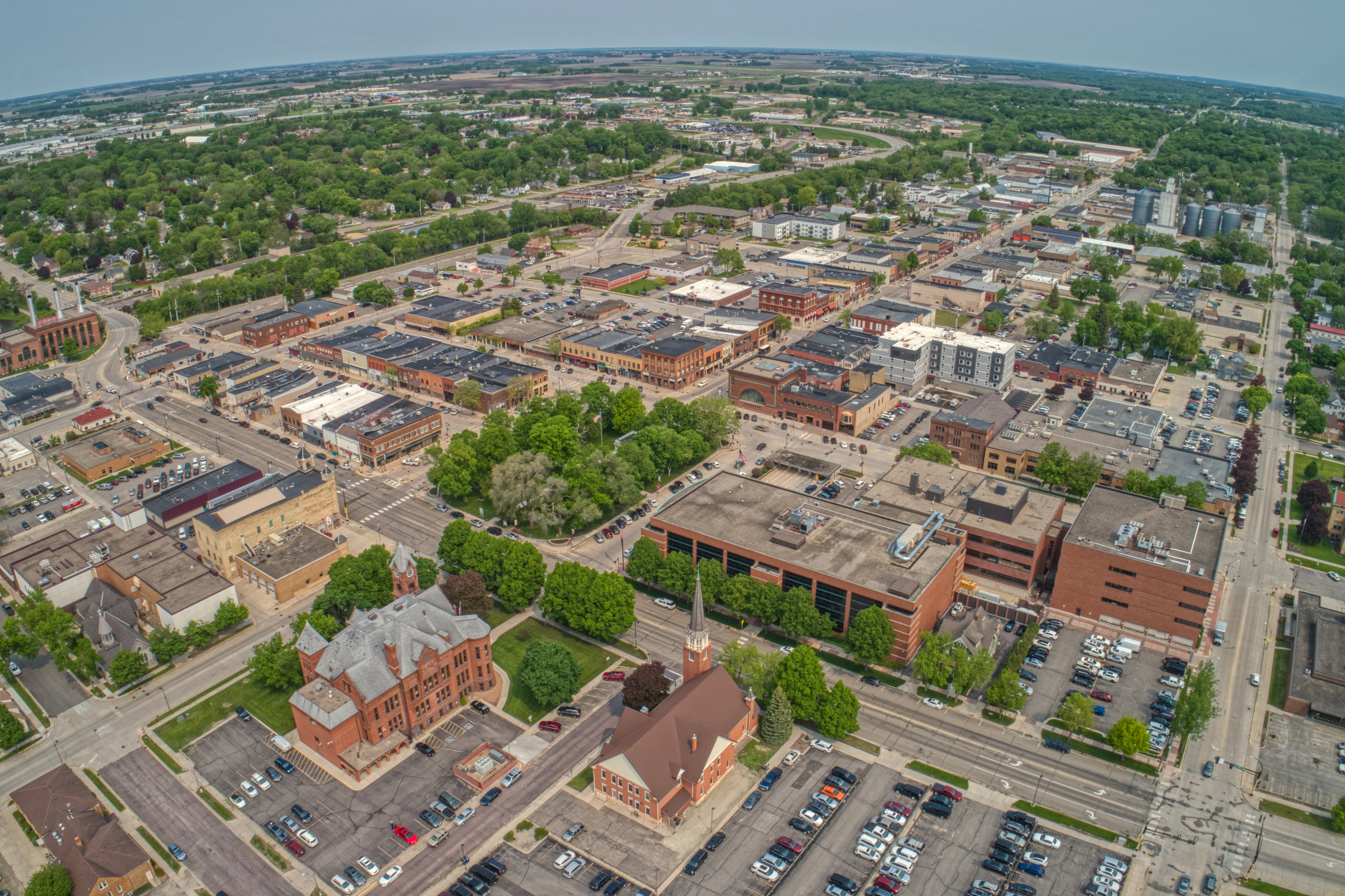Aerial view of downtown Owatonna Minnesota