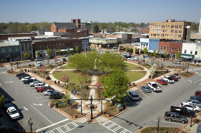 Aerial view of downtown Gainesville Georgia
