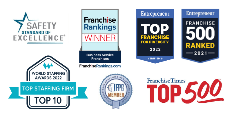 Logos of awards Spherion Staffing & Recruiting has won for excellence in franchising Spherion is proud of our many franchising, diversity, and safety awards