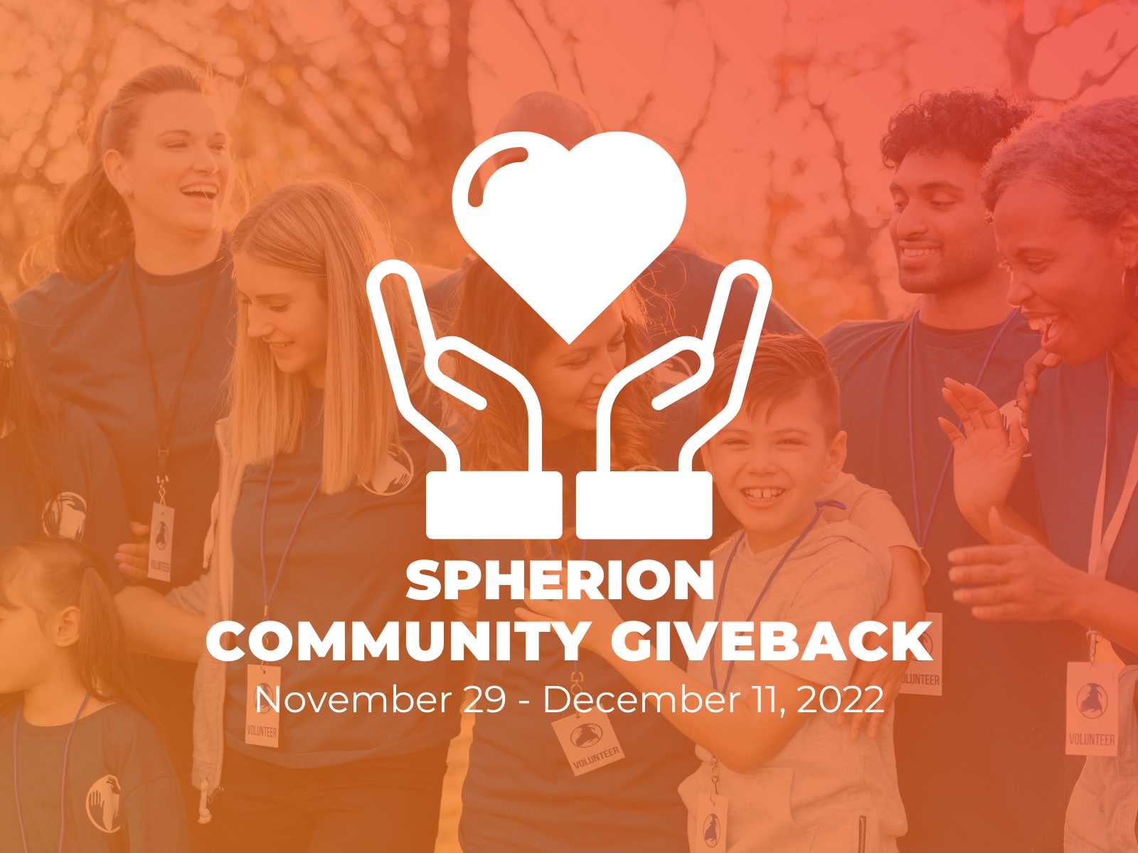 2022 Spherion Community Giveback logo on orange background