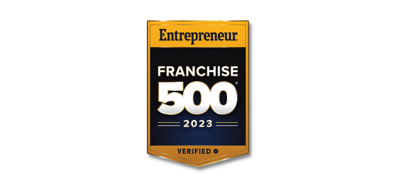 Yellow and black Entrepreneur Franchise 500 logo that reads Entrepreneur Franchise 500 2023 Verified