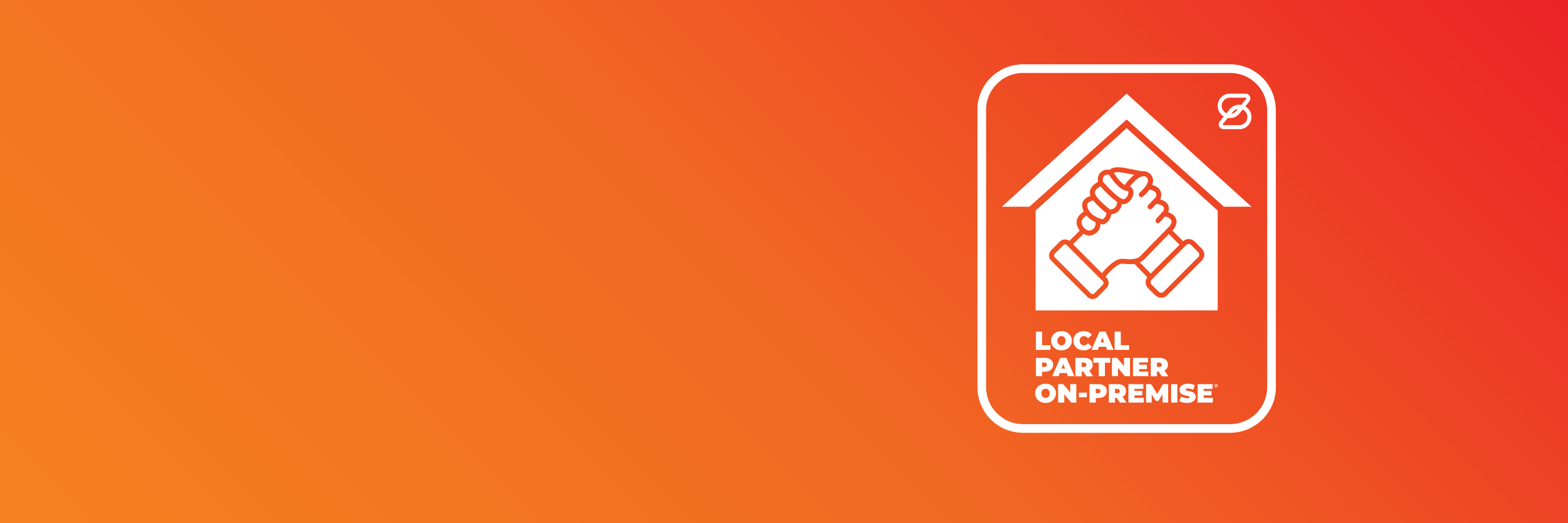 Orange gradient background with white Local Partner On-Premise logo on right side