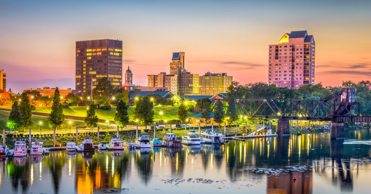 Downtown Augusta, GA skyline at dusk