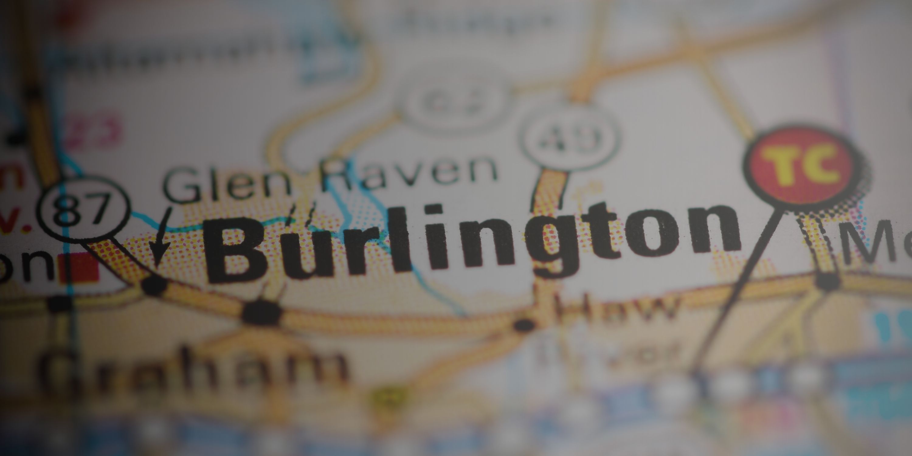 Photo of a road map of Burlington, NC