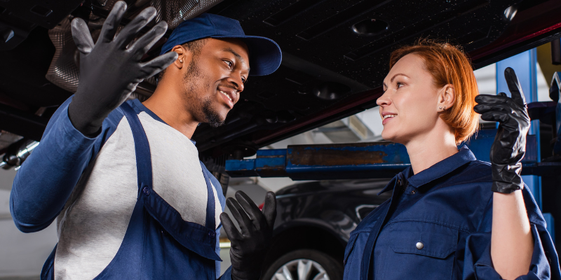 Two mechanics having a disagreement