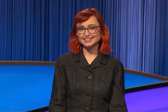 Close-Up of Emmie Trammell on the Jeopardy stage