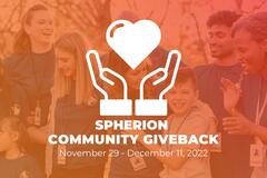 2022 Spherion Community Giveback logo on orange background