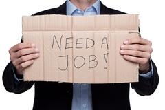 Man holding need a job sign