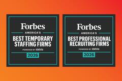 Orange background with two Forbes Award logos