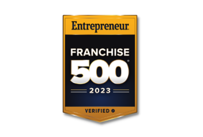 Yellow and black Entrepreneur Franchise 500 logo that reads Entrepreneur Franchise 500 2023 Verified