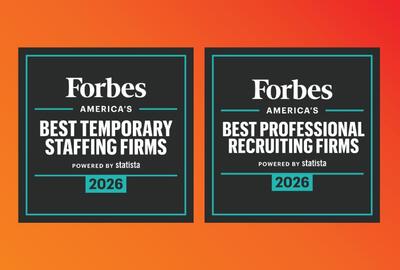 Orange background with two Forbes Award logos