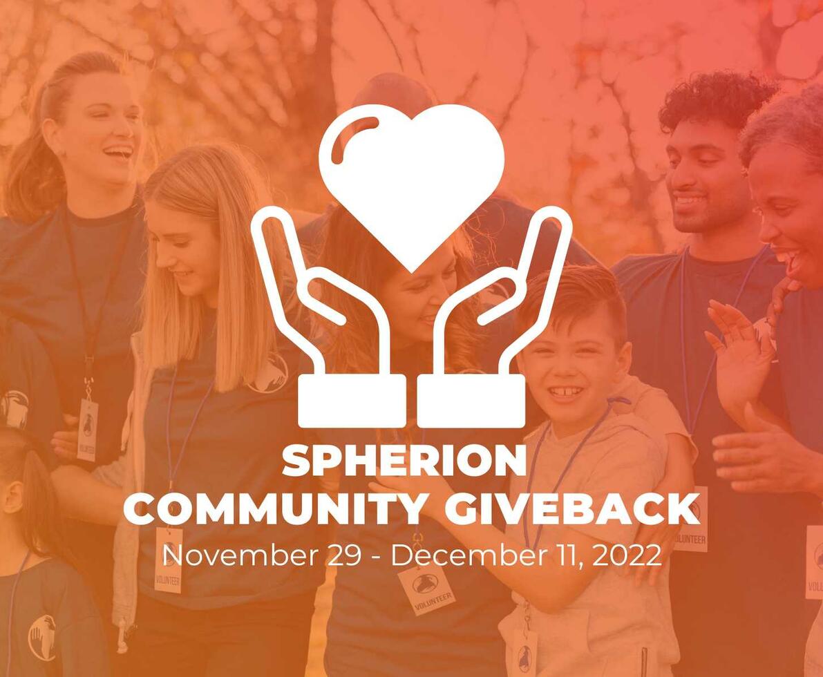2022 Spherion Community Giveback logo on orange background