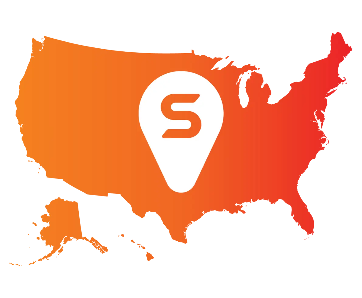 Map of the United States with Spherion waypoint in the middle
