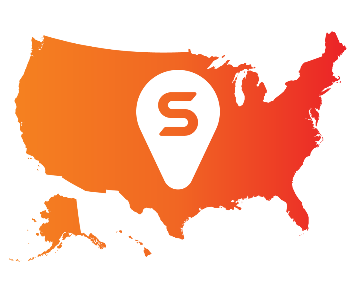 Map of the United States with Spherion waypoint in the middle
