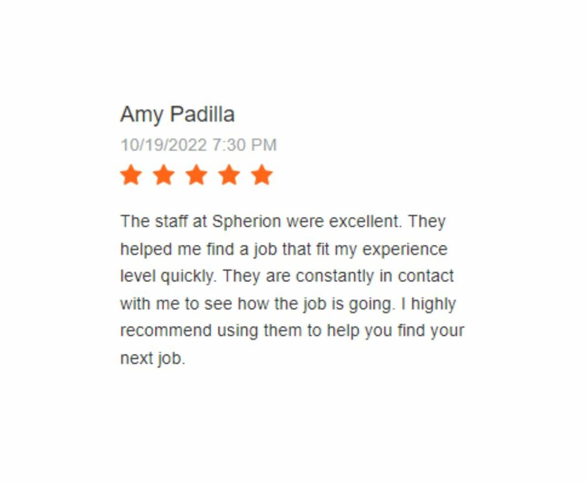 Spherion Google Reviews