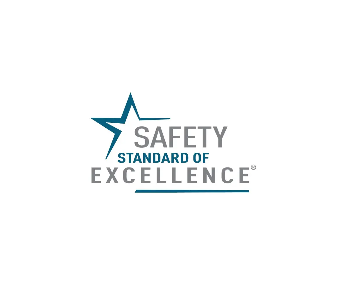 White background with the logo for Safety Standard of Excellence award