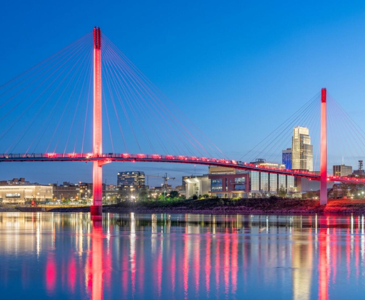 Omaha, Nebraska bridge at twilight