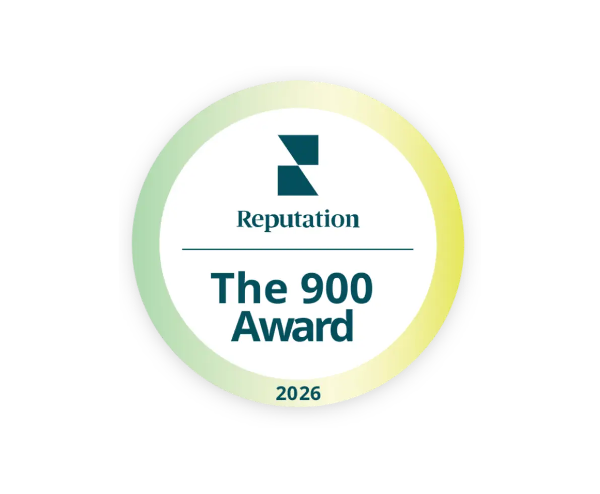 A circular badge with the Reputation logo and the words, The 900 Award, 2026