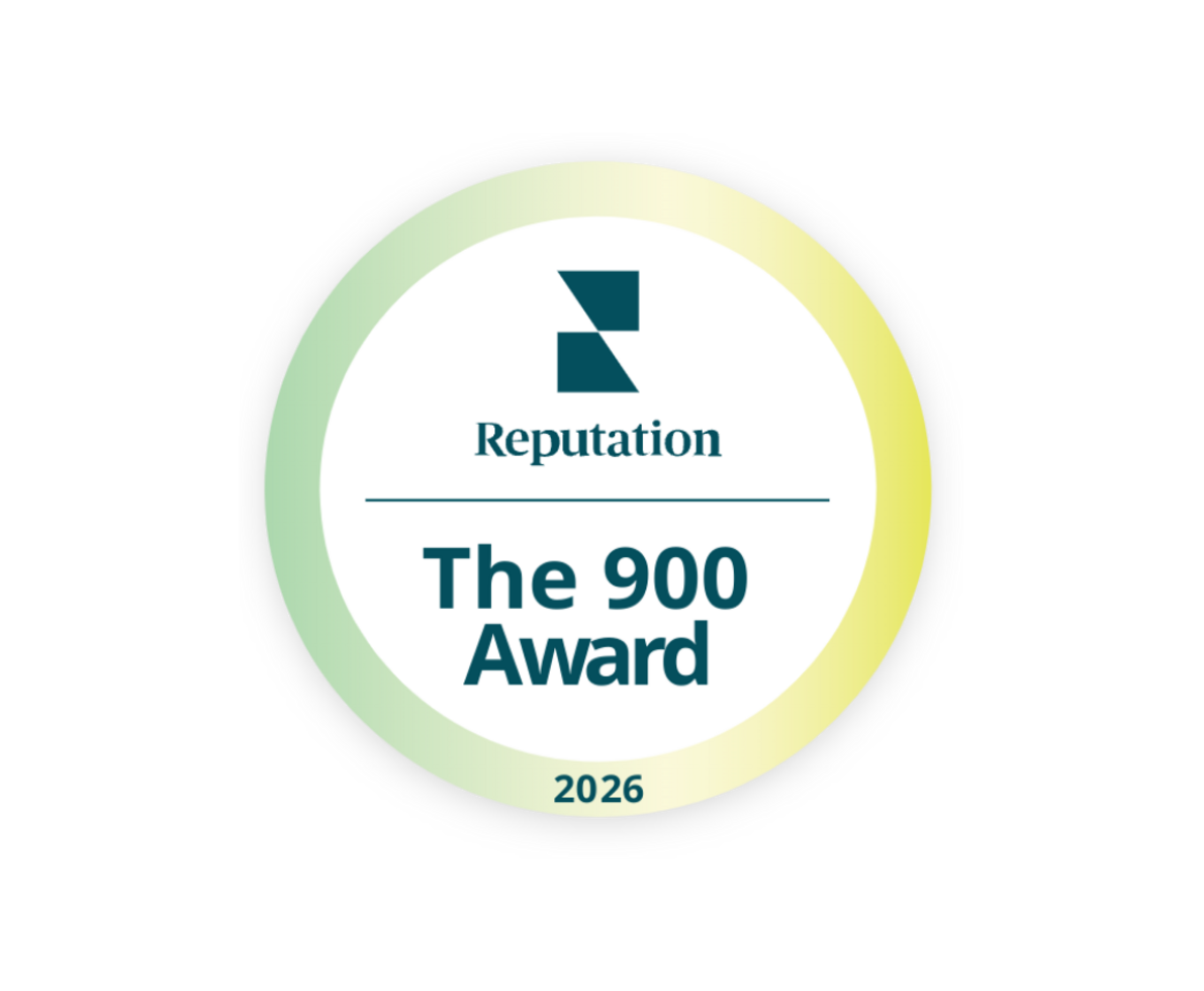 A circular badge with the Reputation logo and the words, The 900 Award, 2026