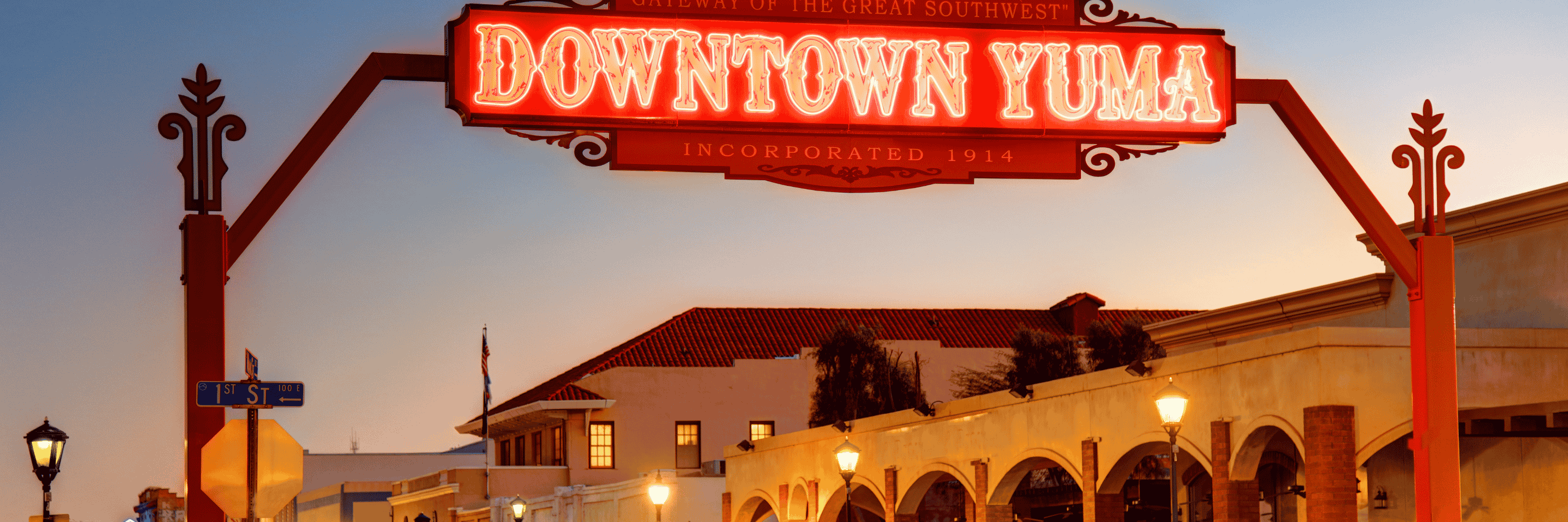 Downtown Yuma, Arizona at Twilight