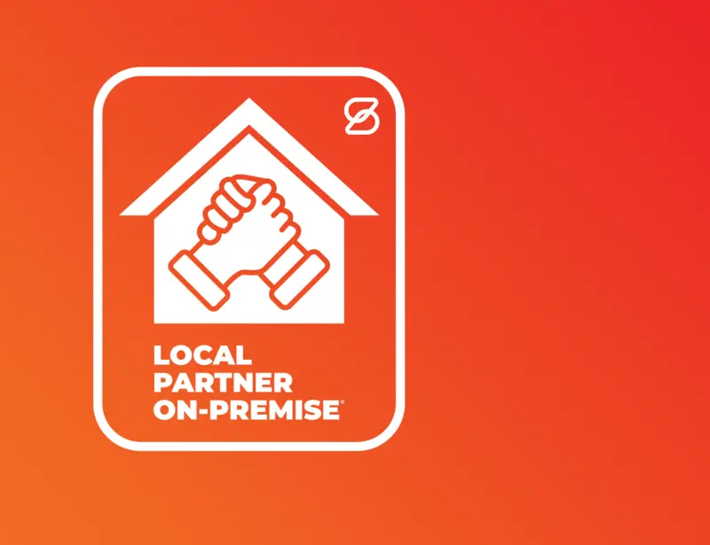 Orange gradient background with white Local Partner On-Premise logo on right side