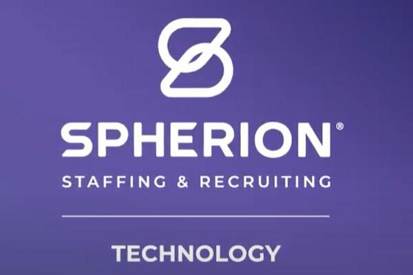 Spherion Technology logo on purple gradient background
