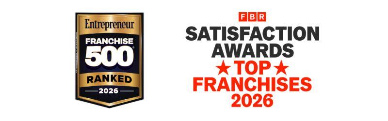 Two award badges on a white background