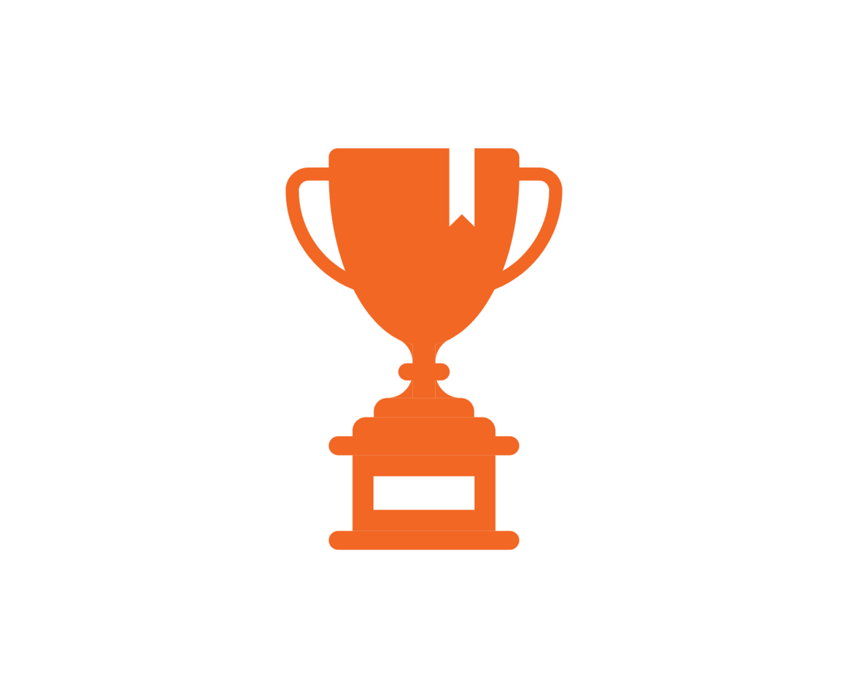 Orange trophy icon on a white background